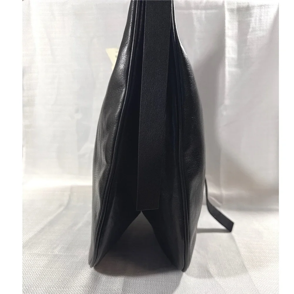 Vera Pelle Italiana Black Vegetable Tanned Leather Hobo Bag Made in Italy NWT